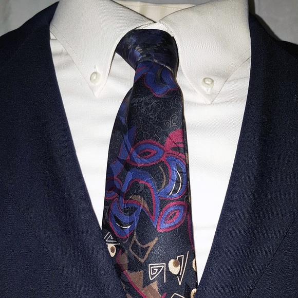 Ted Lapidus Silk Men's Novelty Tie Black Purple - Picture 2 of 7